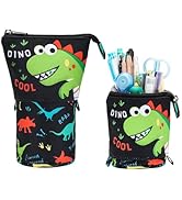 BrainyBees Standing Pencil Case Boys - Kawaii Pencil Case for Kids Big Capacity Stand Up Pencil P...