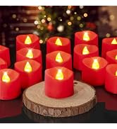 Homemory Red Tea Lights Candles Battery Operated, 200+Hour Flameless Flickering Fake Electric LED...