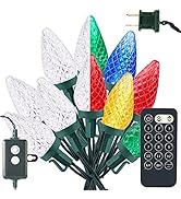 ODEETRONIC Cool White & Multicolor Christmas Lights, 33ft 50 LED C9 Color Changing Tree Lights, C...