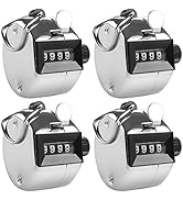 AFUNTA 4 Digit Hand Tally Counters, 4 Pack Mechanical Lap Tracker Manual Clicker with Metal Finge...