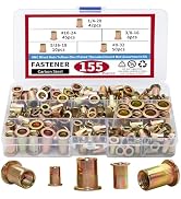 155PCS Rivet Nut Kit, Rivet Nuts Rivnuts 1/4-20#8-32#10-24 5/16-18 3/8-16, SAE UNC Rivnuts Nutser...
