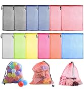 PLULON 12 Pcs Mesh Bag Drawstring Mesh Laundry Bags, 13 x 15.5 Inch Nylon Drawstring Bag for Pool...