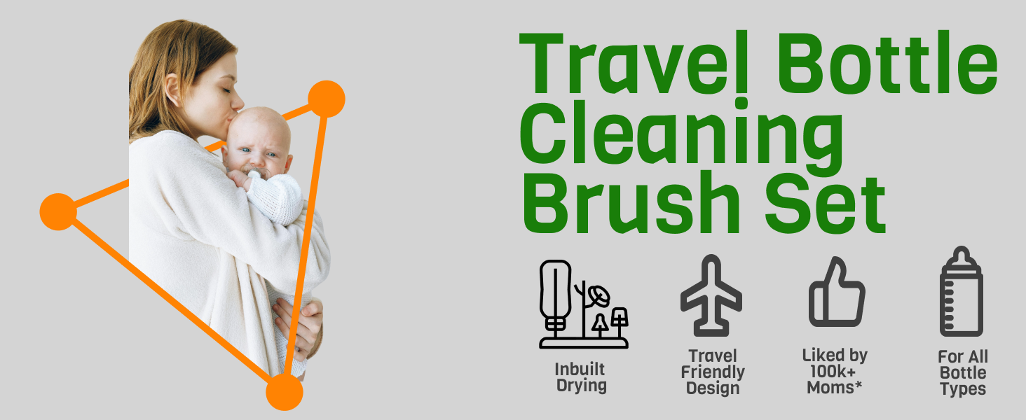 travel bottle cleaner kit Bottle Brush baby cleaning drying rack soap set portable breast pump