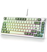 Fogruaden Wired 75% Mechanical Gaming Keyboard 75 Percent Matcha Keyboard Hot Swappable Gasket Mo...