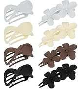 ANBALA 8 Pcs Flat Hair Clips Lay Flat Claw Clips Flower Hair Clips, 2 Styles Matte Hair Claws for...
