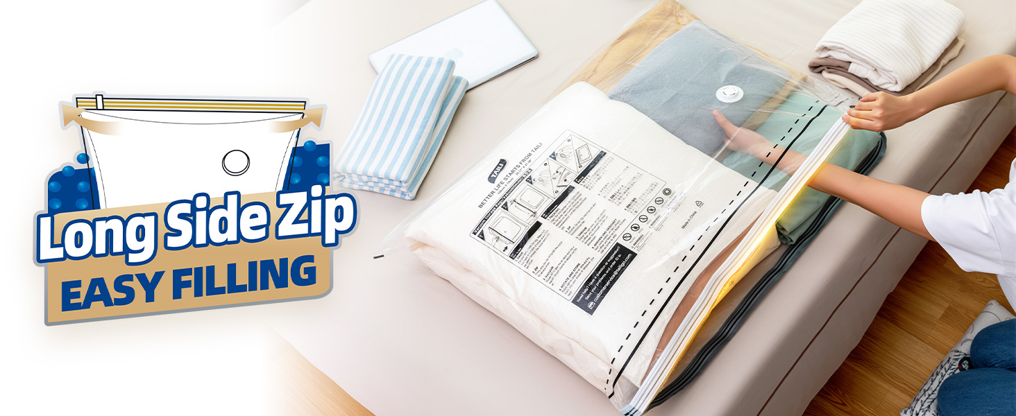 long side zip vacuum storage bags