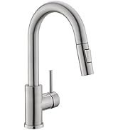 Modern Bar Sink Faucet for Kitchen Sink Single Handle with Pull Out Sprayer Hot and Cold Brushed ...