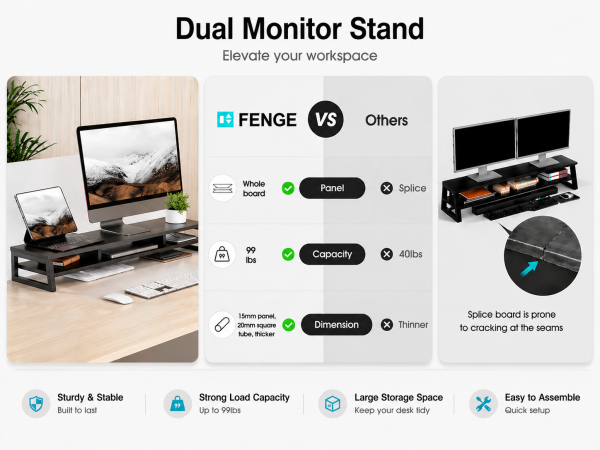 2 tiers dual monitor stand