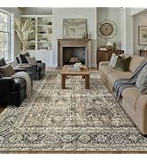 PureCozy Vintage Area Rug 9x12 Brown Washable Living Room Large Carpet Non Slip Bedroom Indoor Of...