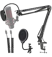 Hyperx Quadcast Mic Stand - Scissor Mic Boom Arm and 2 Cable Ties to Organize Cables Compatible w...