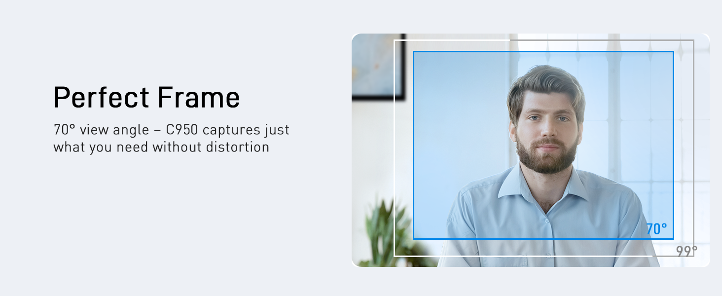 EMEET C950 Webcam for PC 70° FOV is perfect for solo calls