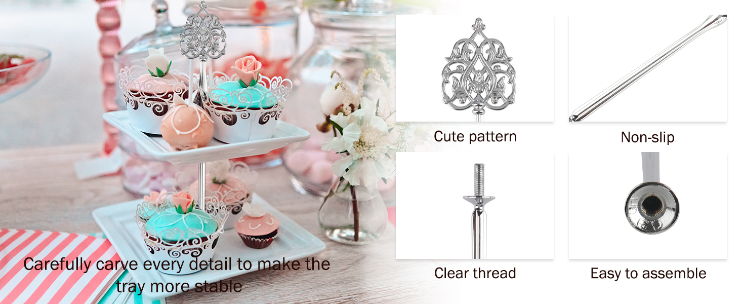 3 Tier 14" Heavy Metal Cake Stand Holder Fruit Plate Stand Fitting Hardware Rod