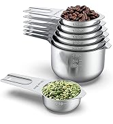 Stainless Steel Measuring Cups, Wildone Metal Measuring Cups Set with Easy to Read Markings for M...