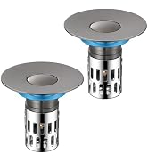 DODOBETTER Universal Bathroom Sink Stopper, Pop Up Sink Drain Strainer Plug with Removable Stainl...