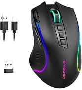 E-YOOSO Gaming Mouse, Tri-Modes Wireless/Bluetooth/Wired Rechargeable RGB Gamer Mouse with 2 Side...