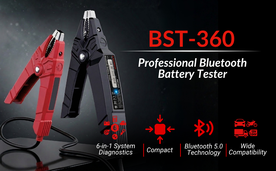 Launch BST-360 Bluetooth battery tester 6-in-1 diagnostics compact wide compatibility