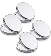 Compact Mirror for Purse, Metal Round Shell, Double-Sided 1X/2X Magnifying, Portable Travel Makeu...