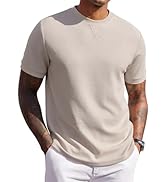 COOFANDY Men's Waffle T-Shirts Short Sleeve Casual Crew Neck Shirt Cotton Summer Plain Pullover Tees