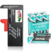 Dlypow B1T Universal Battery Tester (Upgraded Magnetic) and 2800mAh True High Capacity AA Recharg...