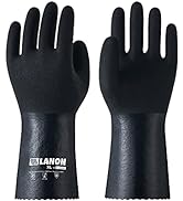 LANON Nitrile Chemical Resistant Gloves, Reusable Heavy Duty Safety Work Gloves with MicroFoam Te...