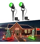 LOHAS Landscape Green Christmas Spot Lights Outdoor, 10W Dusk to Dawn Sensor LED Spotlights for Y...