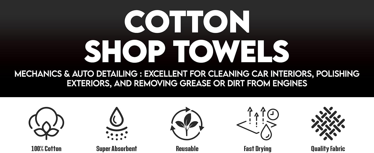 Shop towels, lint-free rags, absorbent cloths – reusable, durable, multi-purpose cleaning towels