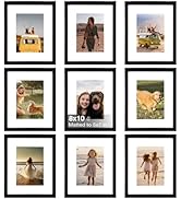 KINLINK 8x10 Picture Frames, Black Frames with Plexiglass for Picture with Mat 5x7 or 8x10 withou...