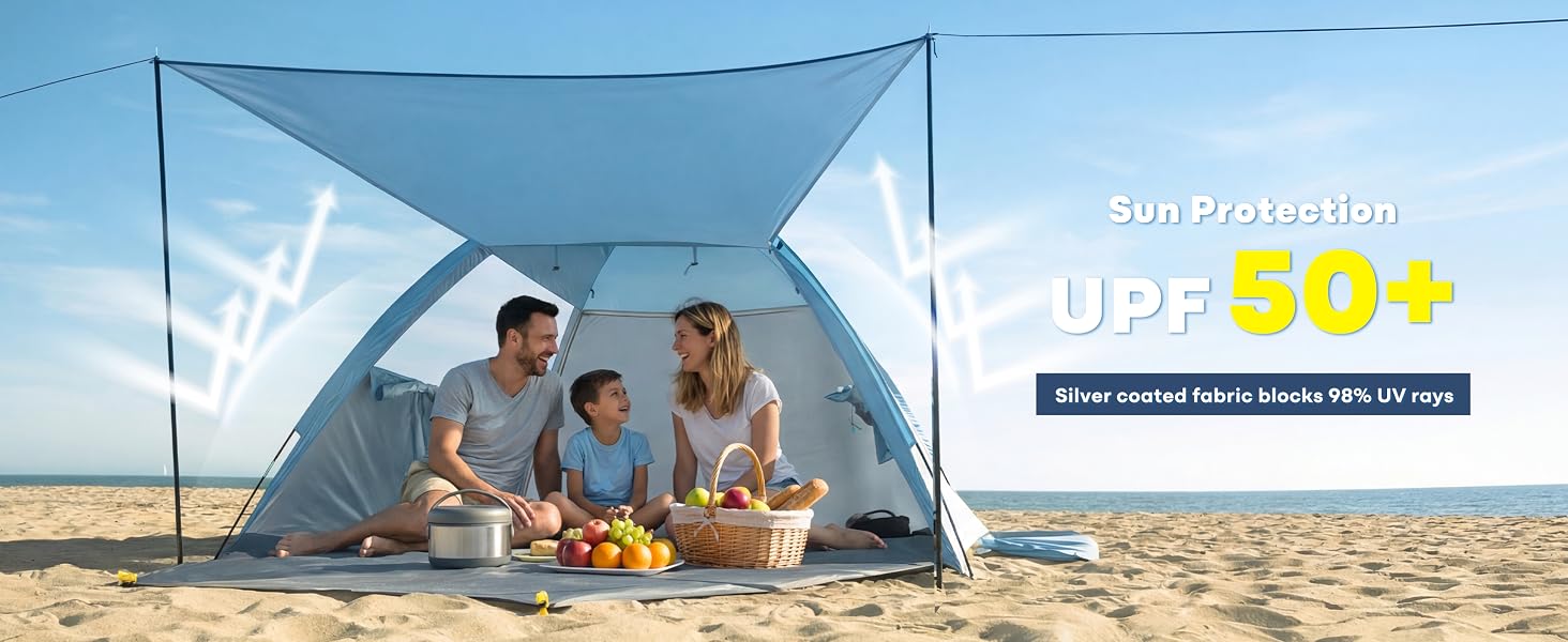beach tent with upf 50 protection