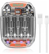 DLYPOW Universal Battery Charger, 1.5V li ion & 1.2V NiMH/CD AA AAA Battery Charger with Type-C F...