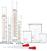 SUPERLELE Glass Graduated Cylinder Set 10ml 25ml 50ml 100ml, Thick Glass Beaker Set 50ml 100ml 25...