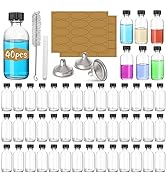 (40 Pack) 2 oz Small Glass Bottles with Airtight Lids, 60 ml Empty Clear Sample Boston Bottle/Via...