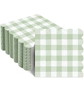 Xiangqu 120 Pcs Green Gingham Napkins, Disposable Baby Shower Sage Green Napkins Scalloped Green ...