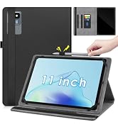 DETUOSI 11 inch Tablet Case, Leather Protective Cover Stand Folio Android Case Card Slot Pencil H...