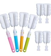 Bottle Brush Sponge Cup Brush Set with 4 Replacement Brush Head Portable Long Handle Water Bottle...