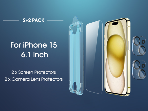 amFilm OneTouch iPhone 15 6.1" Screen Protector Tempered Glass