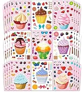 Ozepao 36 Pcs Cupcake Make-a-Face Sticker Sheets | Mix & Match Ice Cream Dessert Party Favors for...
