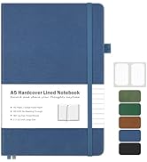 College Ruled Notebook, A5 Hardcover Leather Notebook for Work, Lined Notebook Journal for Women,...