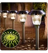 BEAU JARDIN 4 Pack Solar Pathway Lights Outdoor Bright White+Color Changing UP to 12Hrs Landscape...