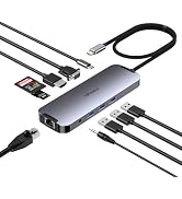 USB C Docking Station Dual Monitor 10 in 1, USB-C Hub to HDMI VGA Adapter with 1Gbps Ethernet 100...