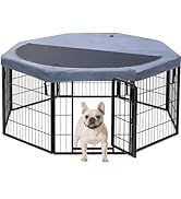 PETIME Dog Playpen,Metal Exercise Puppy Pen Heavy Duty Kennels Yard Fence Indoor/Outdoor 22" W x ...