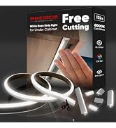 Shine Decor Under Cabinet Lighting Strip, Free Cuttable LED Silicone Neon Rope Hardwired 24V Anti...
