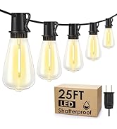 Larkvue 25FT Outdoor String Lights, Patio Lights with 10+1 LED Dimmable Waterproof Shatterproof S...