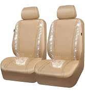 CAR PASS Leather Bling Diamond Car Seat Covers 2 Front Interior Sets, Waterproof Universal Shinin...