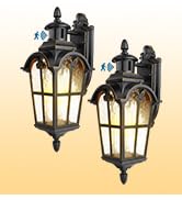 DEWENWILS Motion Sensor Outdoor Wall Lights 2-Pack Dusk to Dawn Black | Water Ripple Glass, 3 Lig...