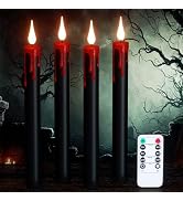 Lasumora Halloween Black Flameless Taper Candles Flickering with Remote Timer, Battery Operated L...