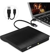 External DVD Drive USB 3.0 Type C USB C Portable CD/DVD +/-RW Disk Drive External CD Drive DVD Pl...