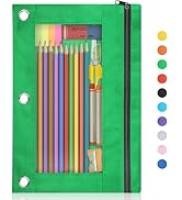 Shemira Pencil Pouch for 3 Ring Binder, Binder Pencil Pouch with Smooth Zipper, Clear Window Penc...