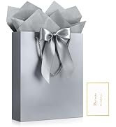 JMANNI Gift Bag, 1PCS Gift Bags Large with Ribbon and 1 Greeting Cards 2 Tissue Paper, Portable P...