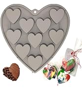 Heart Shaped Cake Pans Heart Silicone Mold for Baking, Large 2 Inches Molds, 10 Cavities Suitable...