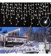 Icicle Lights Outdoor - 40 FT 432 LED Icicle Christmas Lights with 81 Drops, 8 Modes Icicle Strin...